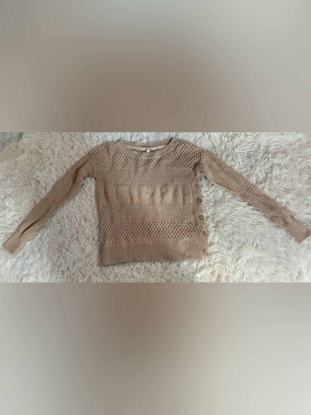 Victorias Secret Fisherman Coastal Grandma Old Money Granny Linen Knit Sweater S